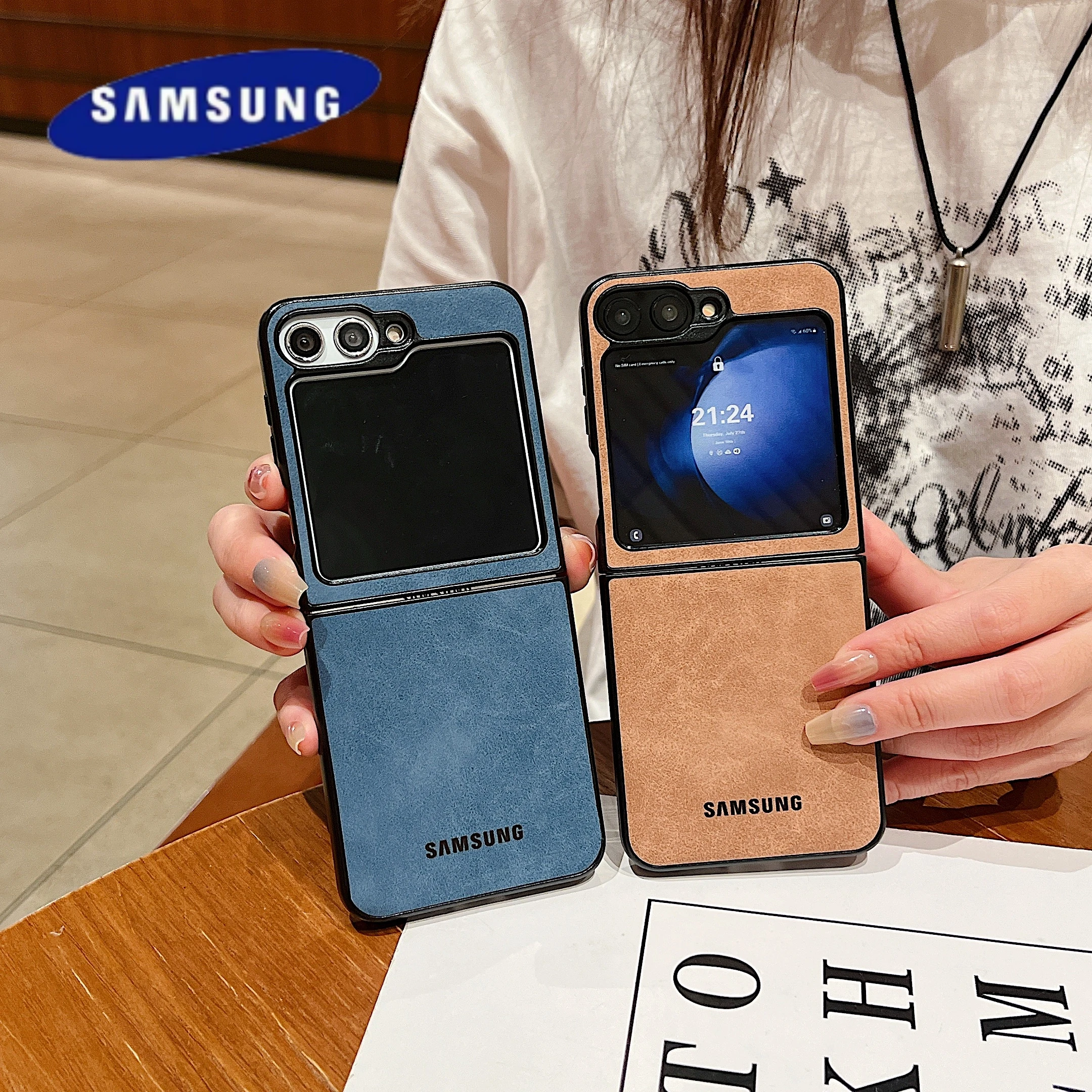Luxury Business Suede Leather Soft Phone Case Samsung Galaxy Z Flip 7 6 5 4 Shockproof Matte Protective Z Flip6 5 4 3 Back Cover image 4