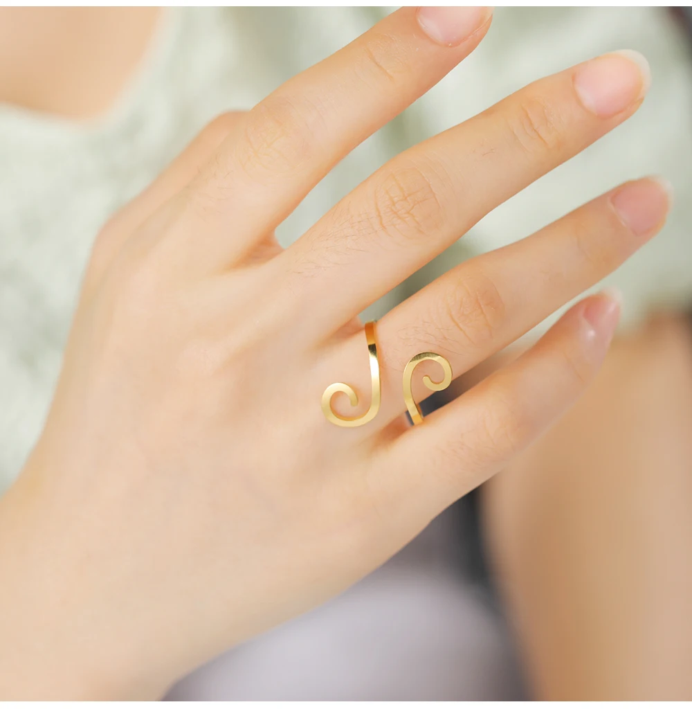 Cooltime Spiral ringe für Frauen Edelstahl verstellbare minimalist ische Paar Ringe Schmuck Großhandel Frauentag Geschenk neu in – Detail 9
