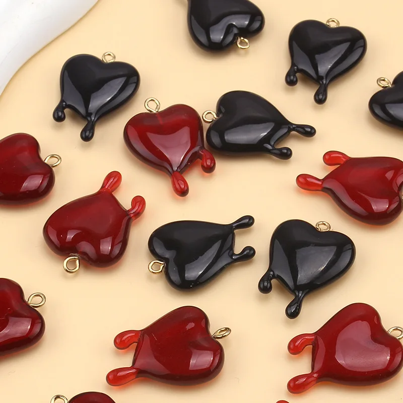 10Pcs/Lot Acrylic Creative Love Drop Blood Pendant Diy Handmade Jewelry Necklace Earrings Pendant Accessories Materials Charms