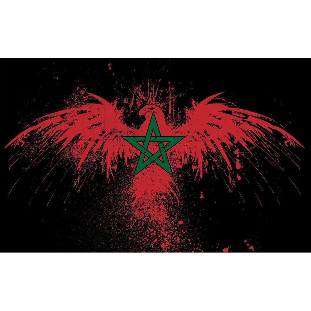 2X3FT 90x150cm CUSTOM Morocco Flag With Bird EAGLE HISTORY BANNER HOME DECORATION No flagpole