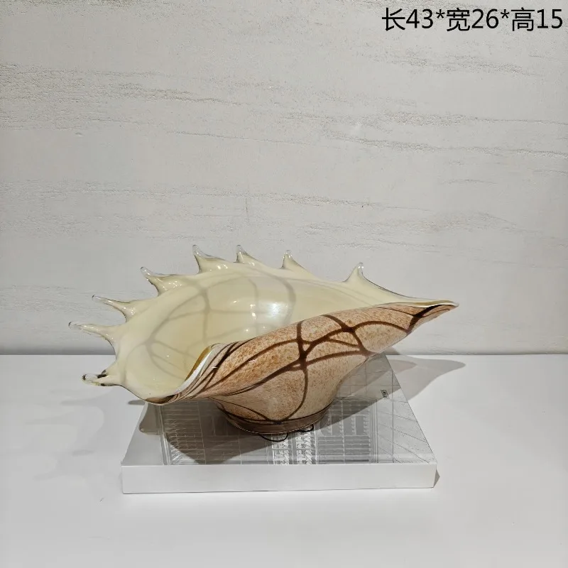 glass fruit plate, living room, coffee table, home model room ornaments, high-end shell glass dining table, home furnishings