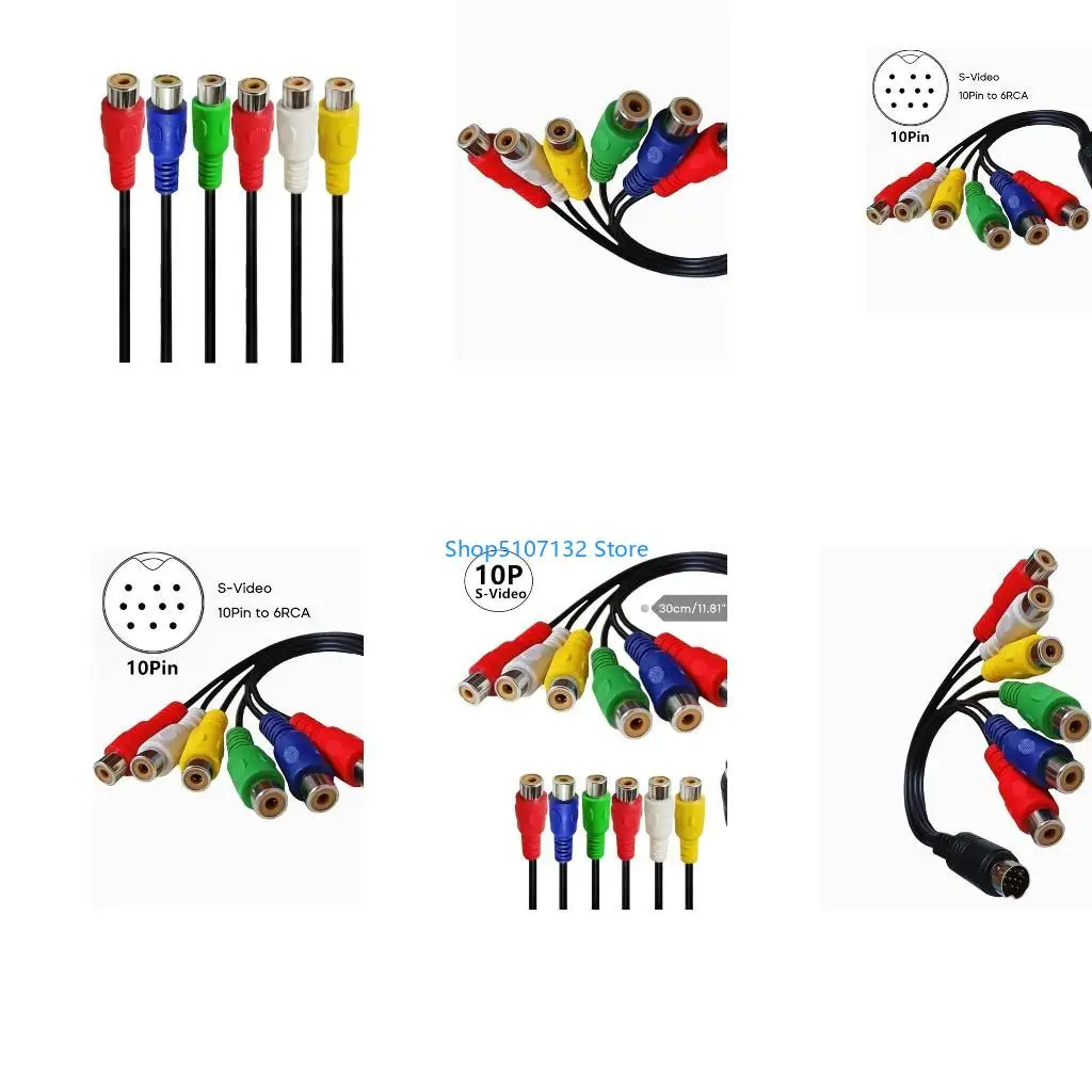 87HD Video Cable HDTV 10Pin Din to 6RCA Composite Converter for PC HDTV
