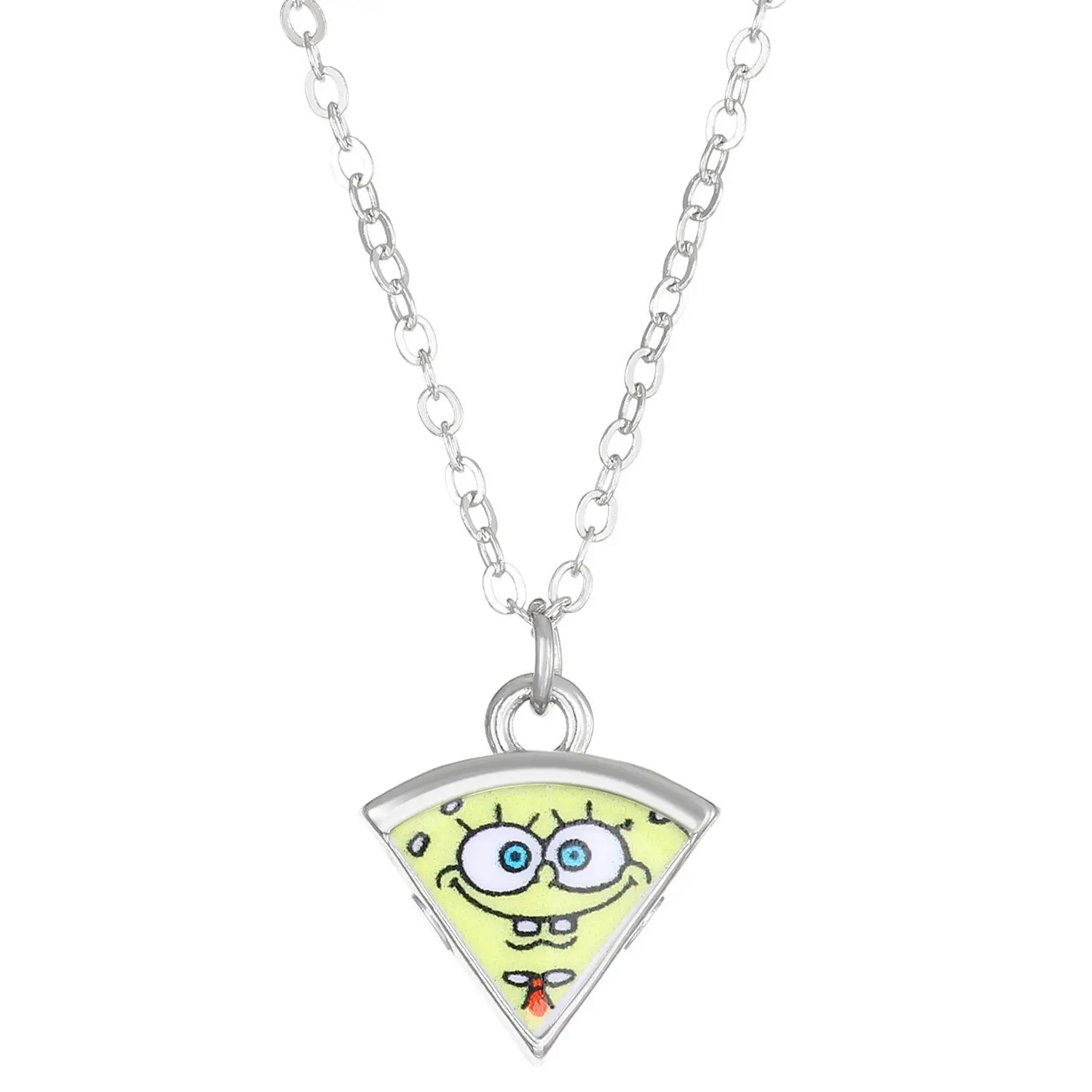 Cute Patrick Star Pizza Magnet Split Necklace SpongeBob Matching Couple Pendant Chain Lovely Cartoon Gift for Best Friends - view 6