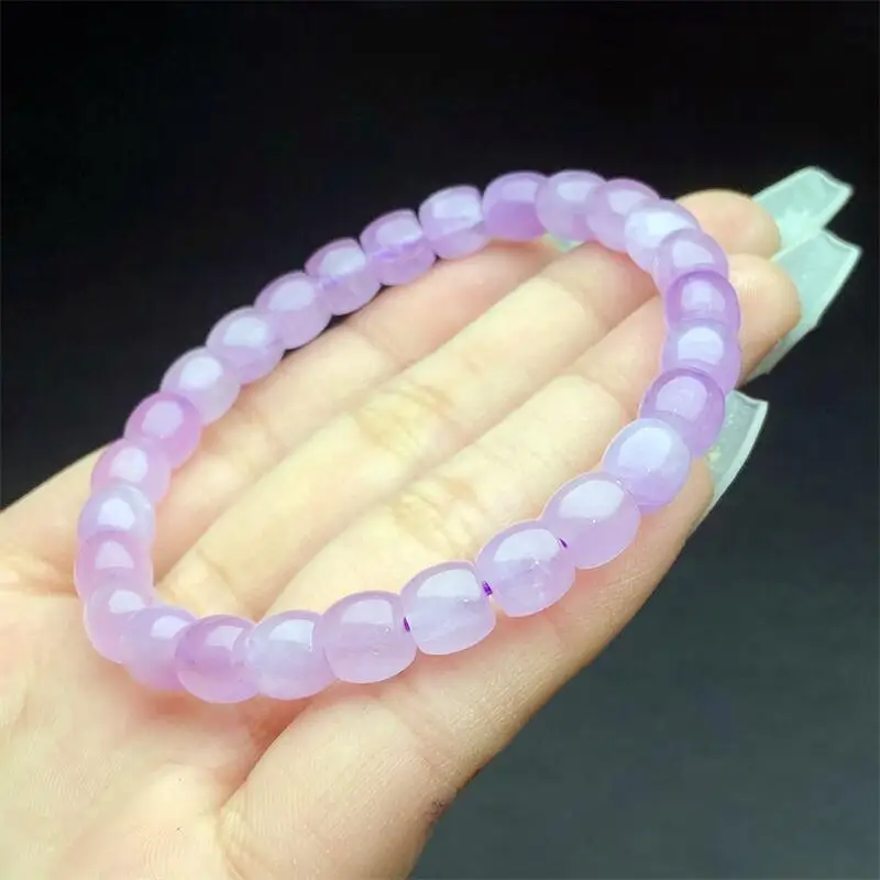 

7 мм натуральный браслет-кунзит ручной работы для женщин целебный драгоценный камень кристалл нить браслеты для влюбленных подруги 1 шт.