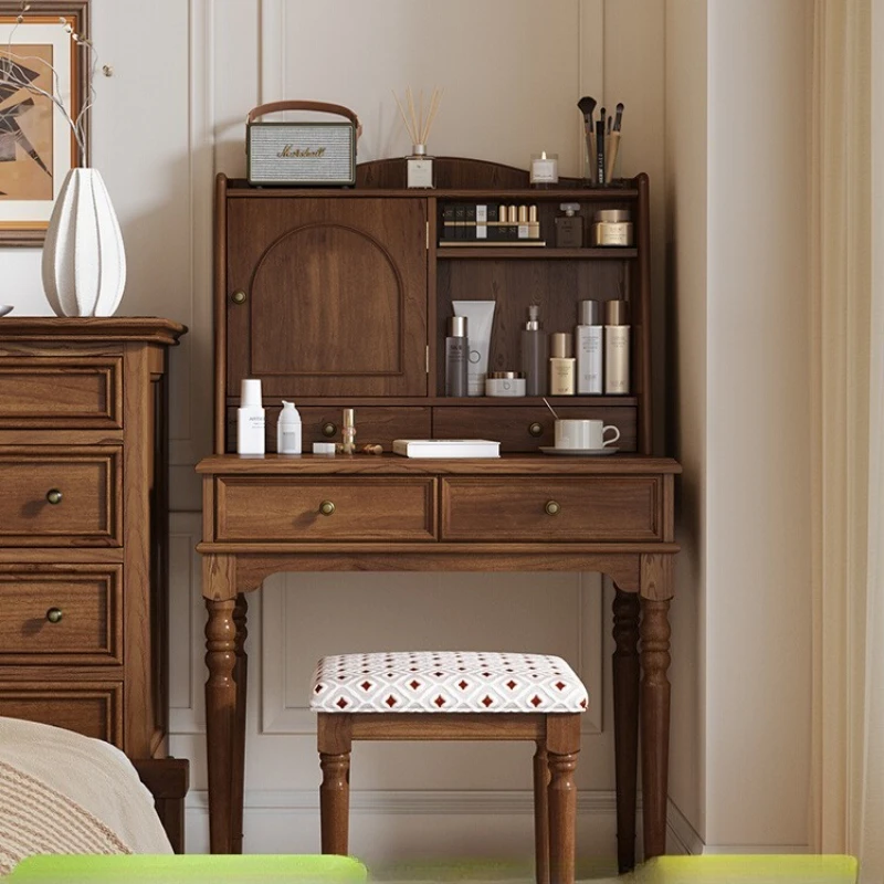 

Integrated French small apartment solid wood 80cm mirror dressing table