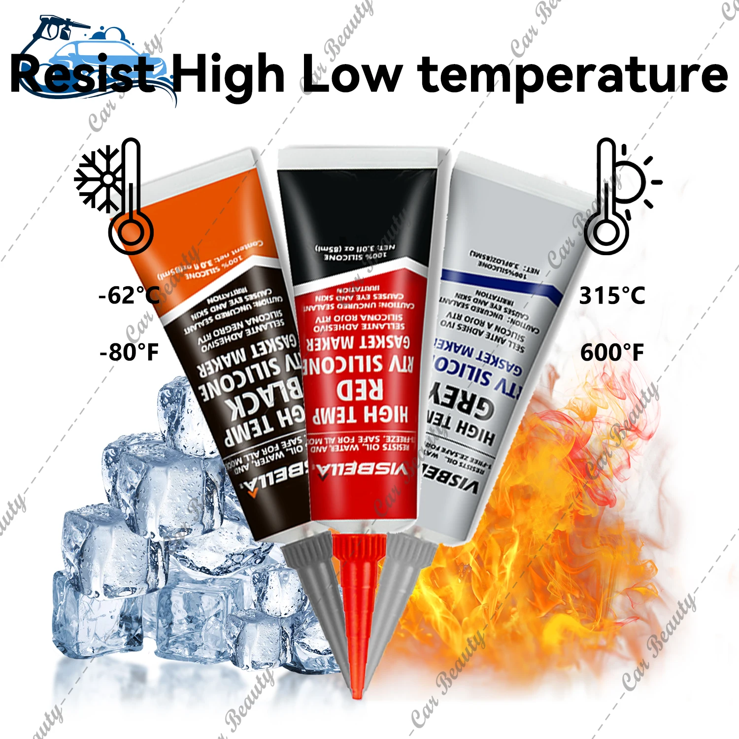 Red Gasket Maker High Temperature Sensor Safe Neutral RTV Silicone Sealant Non-Corrosive for Bonding Internal Combustion Engines