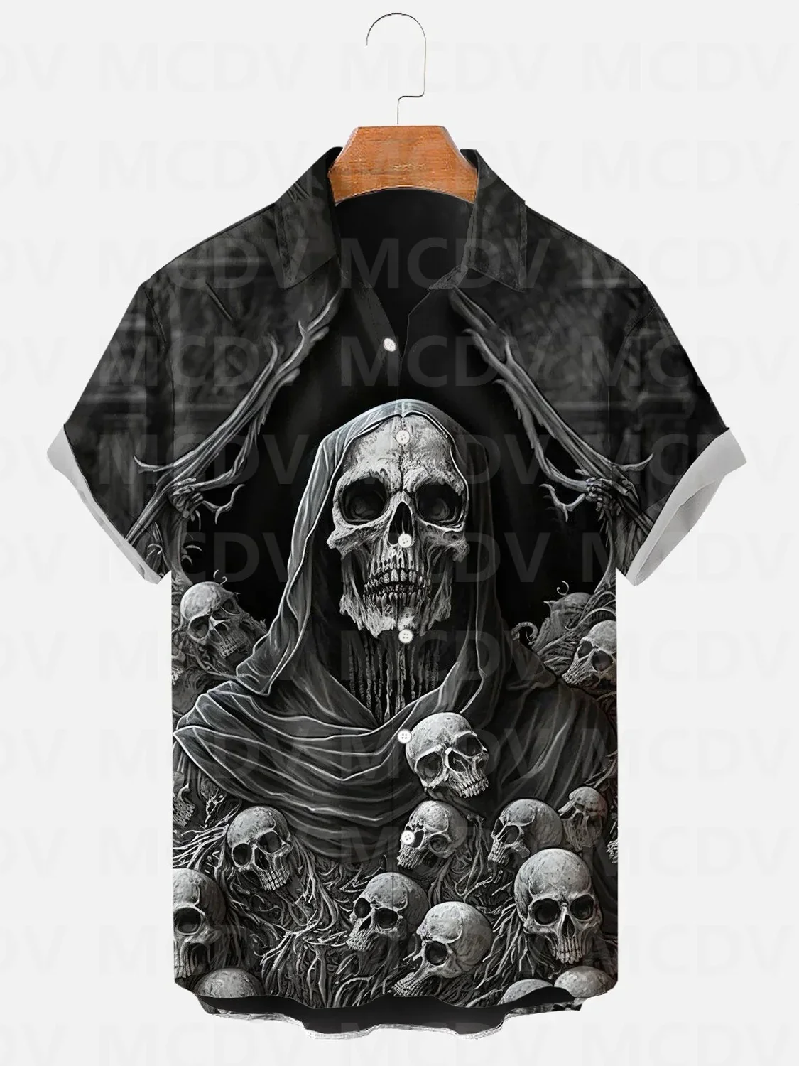 

Men's For Women's Short-Sleeved Shirt Grim Reaper Graffiti Background Halloween Print Shirt
