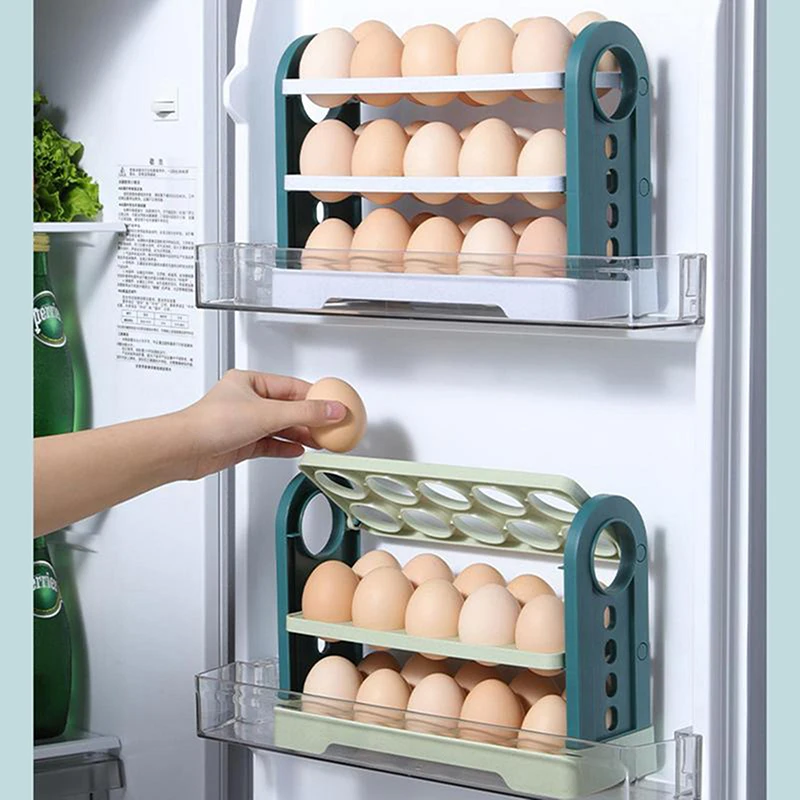 Egg Storage Container Large Capacity Egg Refrigerator Tray For Household Easy To Use Fridge Flip Egg Fresh-Keeping Case Holder