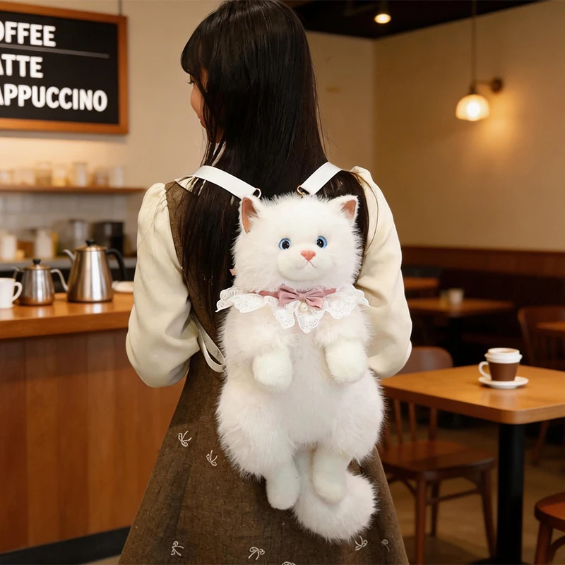 

Плюшевая игрушка-кошка с длинными волосами, 40/50 см, имитация, коричневая, белая, черная, серая, мягкая игрушка-кошка, декор для дома, подарок для детей