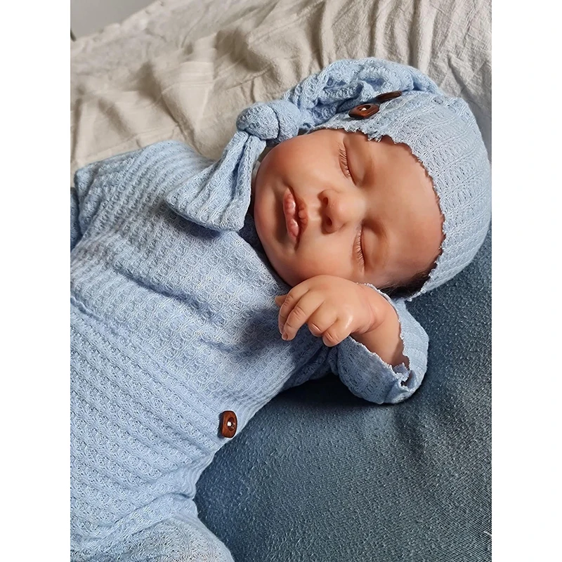 SANDIE 49cm Newborn Baby Doll Reborn Loulou Miękkie, przytulne ciało Realistyczna skóra 3D z widocznymi żyłami Wysokiej jakości ręcznie robiona lalka