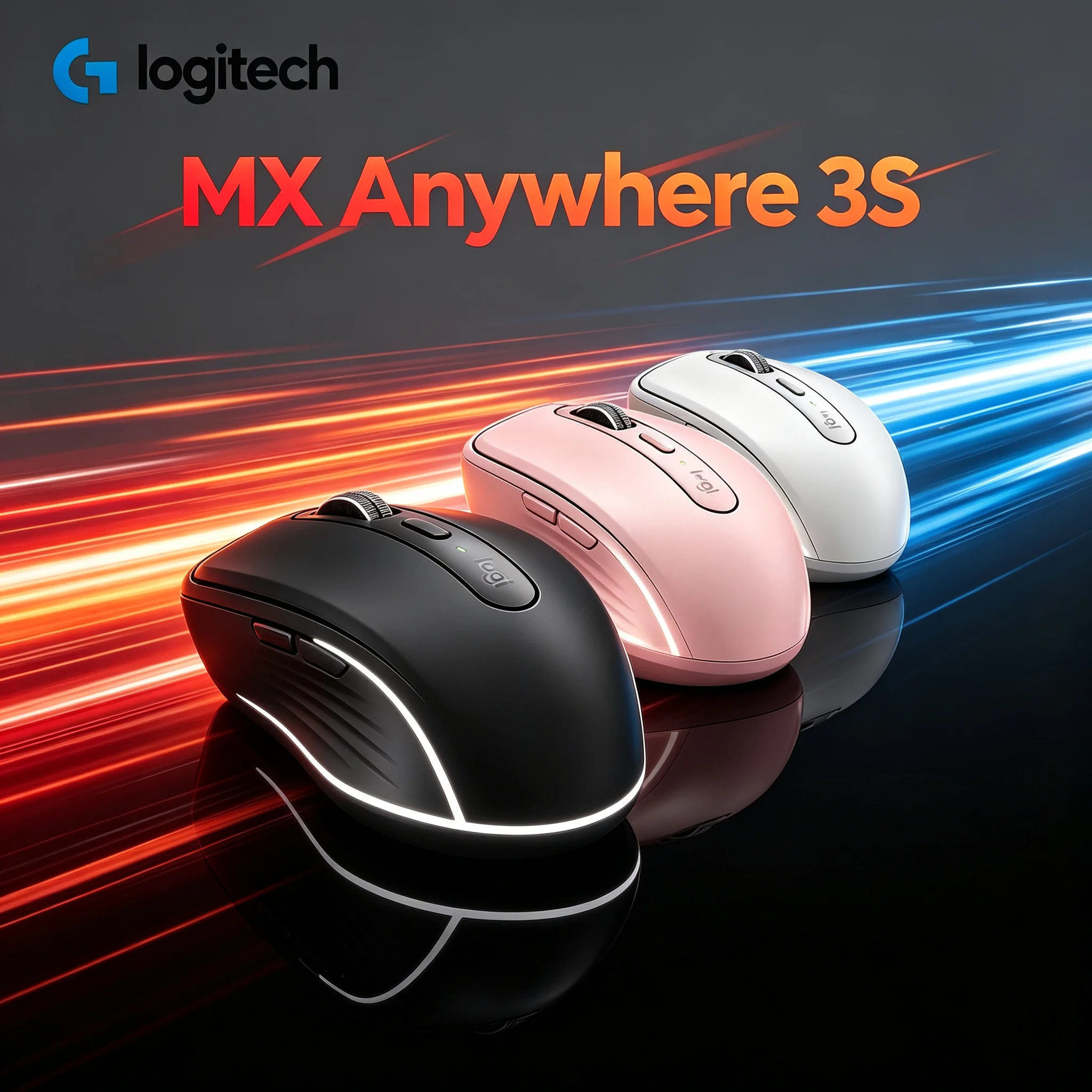 Logitech MX Anywhere 3S Portable Wireless Mouse, Quiet Click Mice for Office Work & Daily Use