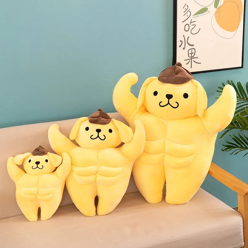 Sanrio tamanho grande 80cm pompompurin músculo brinquedos de pelúcia tamanho grande adorável travesseiro macio presente crianças pom pom purin plushie bonecas