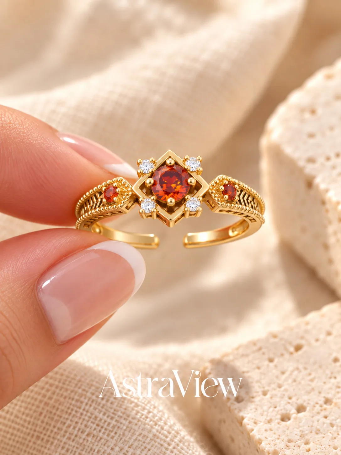 ASTRAVIEW Fontaine Night Banquet Open Ring for Women, Elegant Jewelry, Wedding Bridal Jewelry, Anniversary Gift