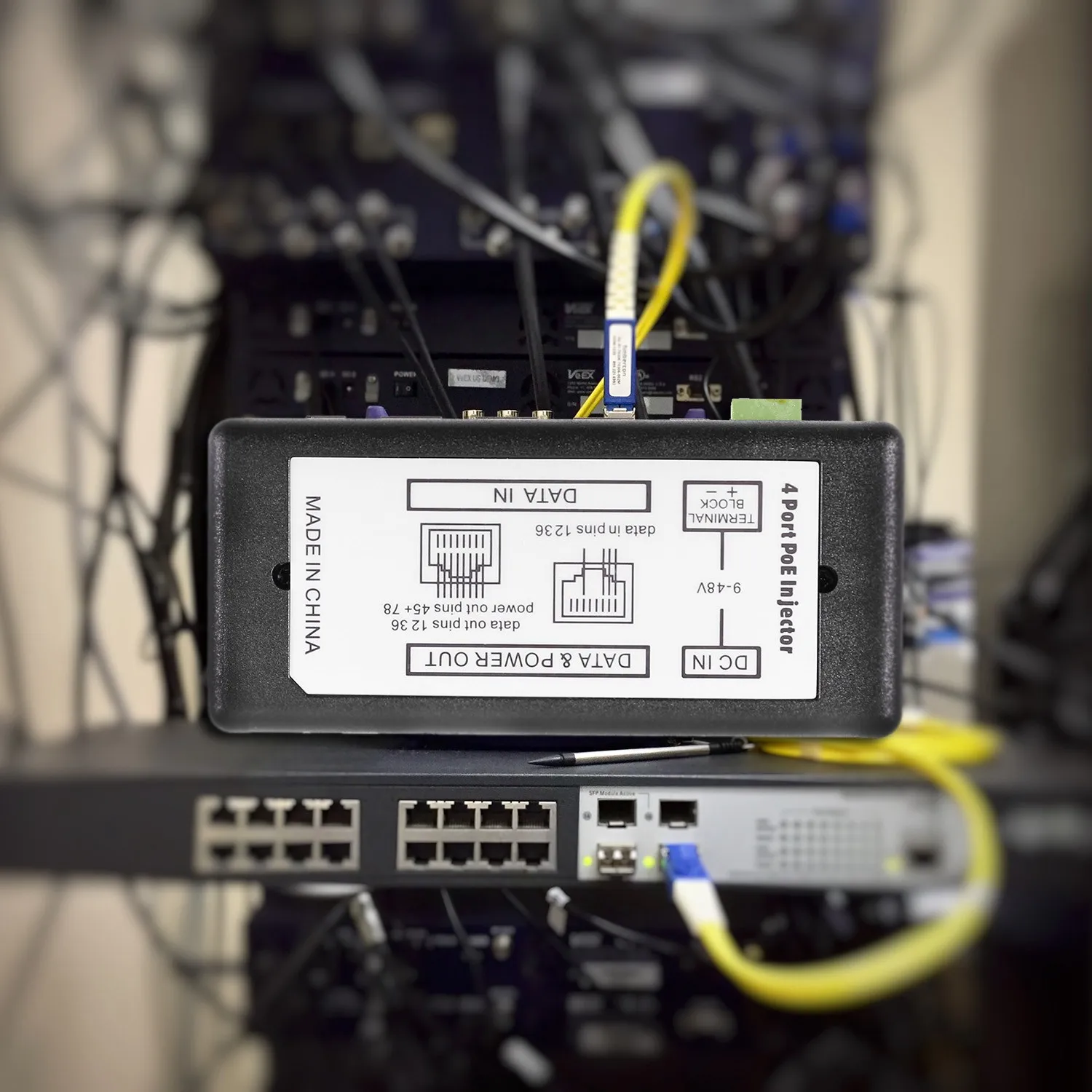 Inyector Poe de 4 puertos, adaptador de corriente, fuente de alimentación Ethernet, Pin 4,5(+)/7,8(-), Dc12V-Dc48V de entrada para cámara Ip