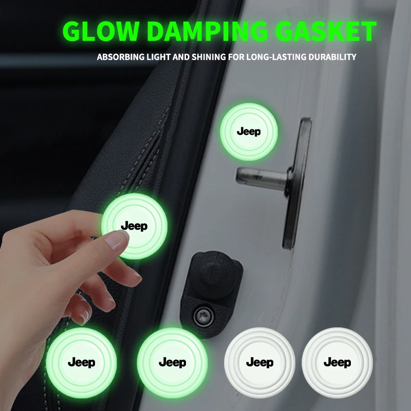 

1/2/4pcs Luminous Car Door Shockproof Pads Anti-collision Pad for Jeep JPB Renegade Wrangler JK Compass Grand Cherokee Gladiator