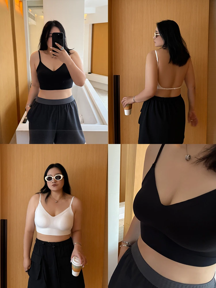 

plus Size Women's Inteated Cup Vest with Built-in Chest Pad Fixed Ba Support Summer Faion Ladies' Special Clothing