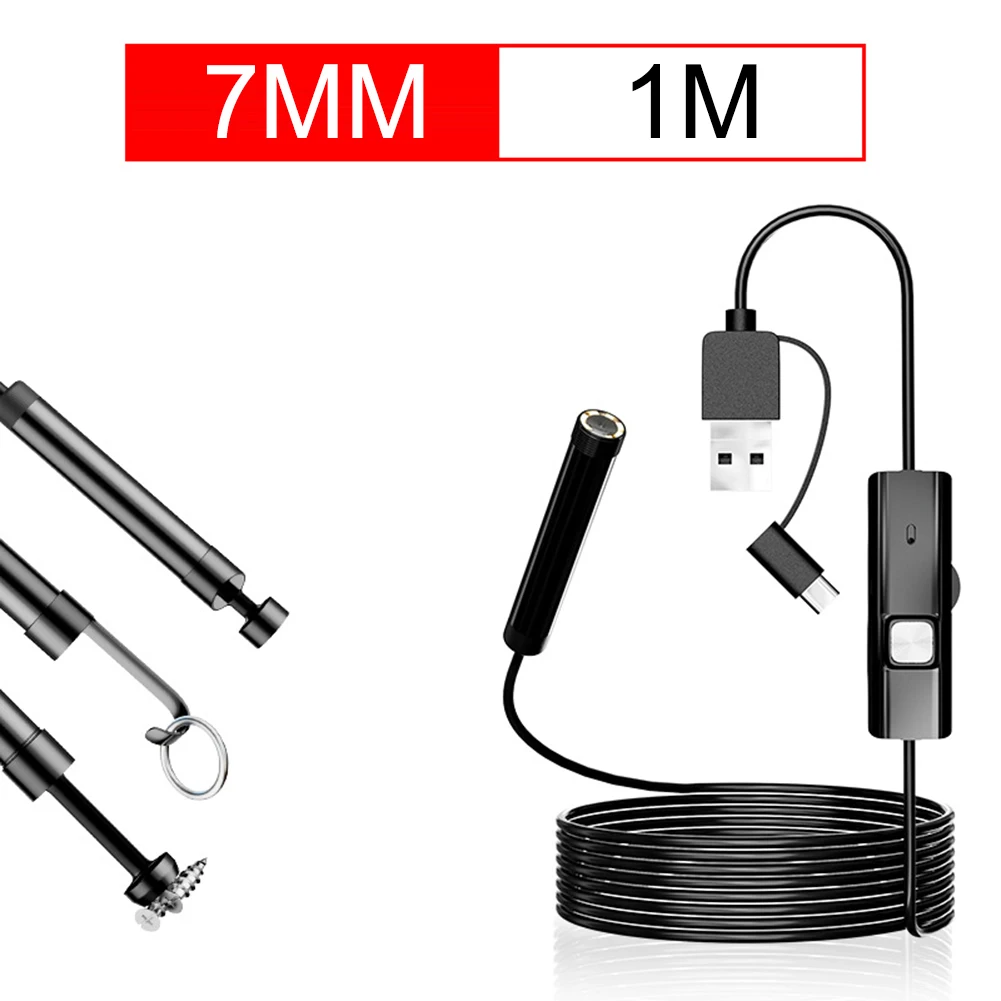 Waterproof HD Borescope Inspection Device Equipped with an Eight Millimeter Probe and Six Bright Adjustable LEDs