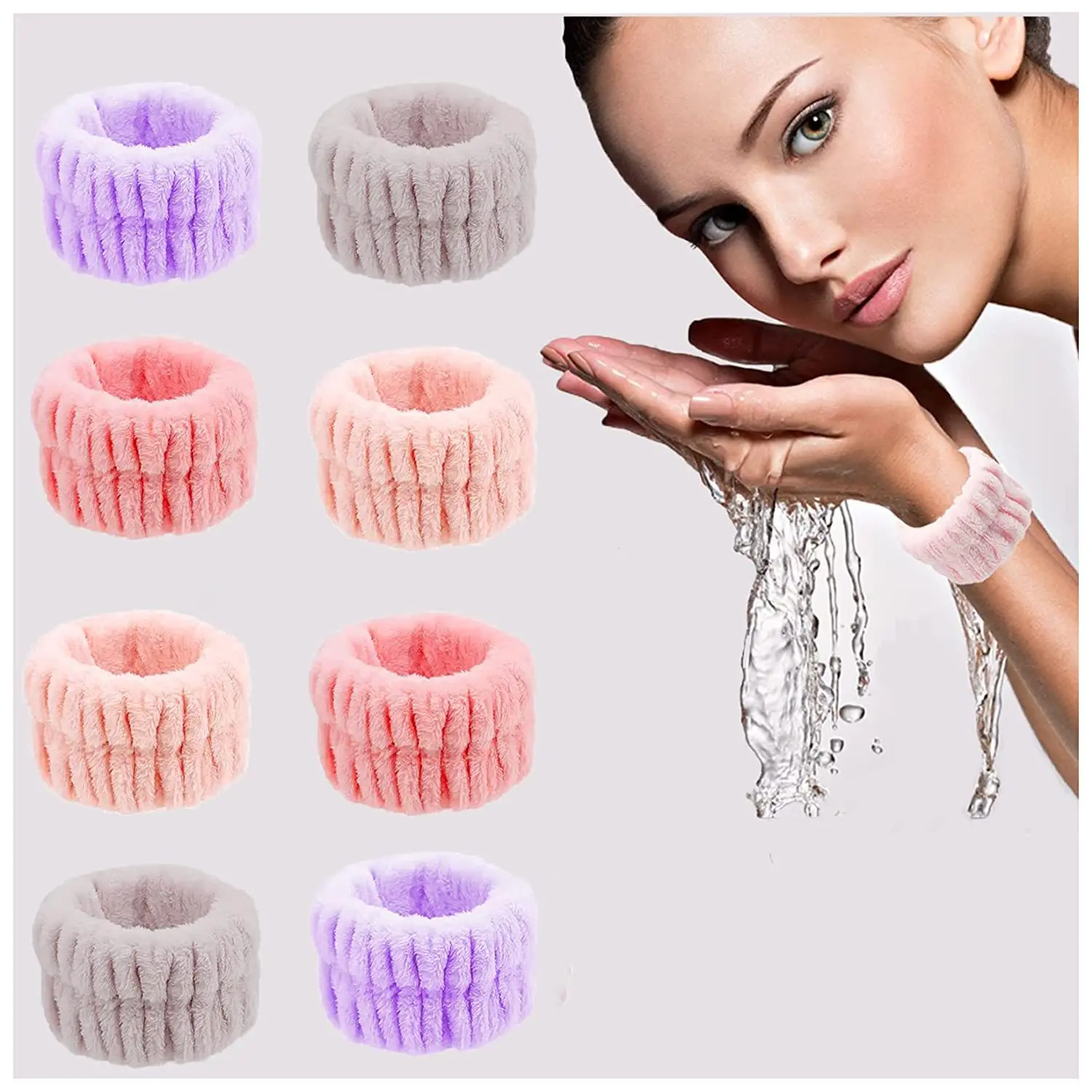 Wrist Washband Microfiber Wrist Wash Towel Band Wristband Scrunchies for Wash Face Absorbent Wrist Sweatband for Women Headband