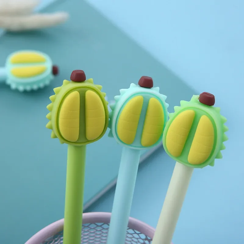 36PCS Korean Version Silicone Cartoon Rollerball Pen Fruit Durian Silicone Rollerball Pen 36 Pieces