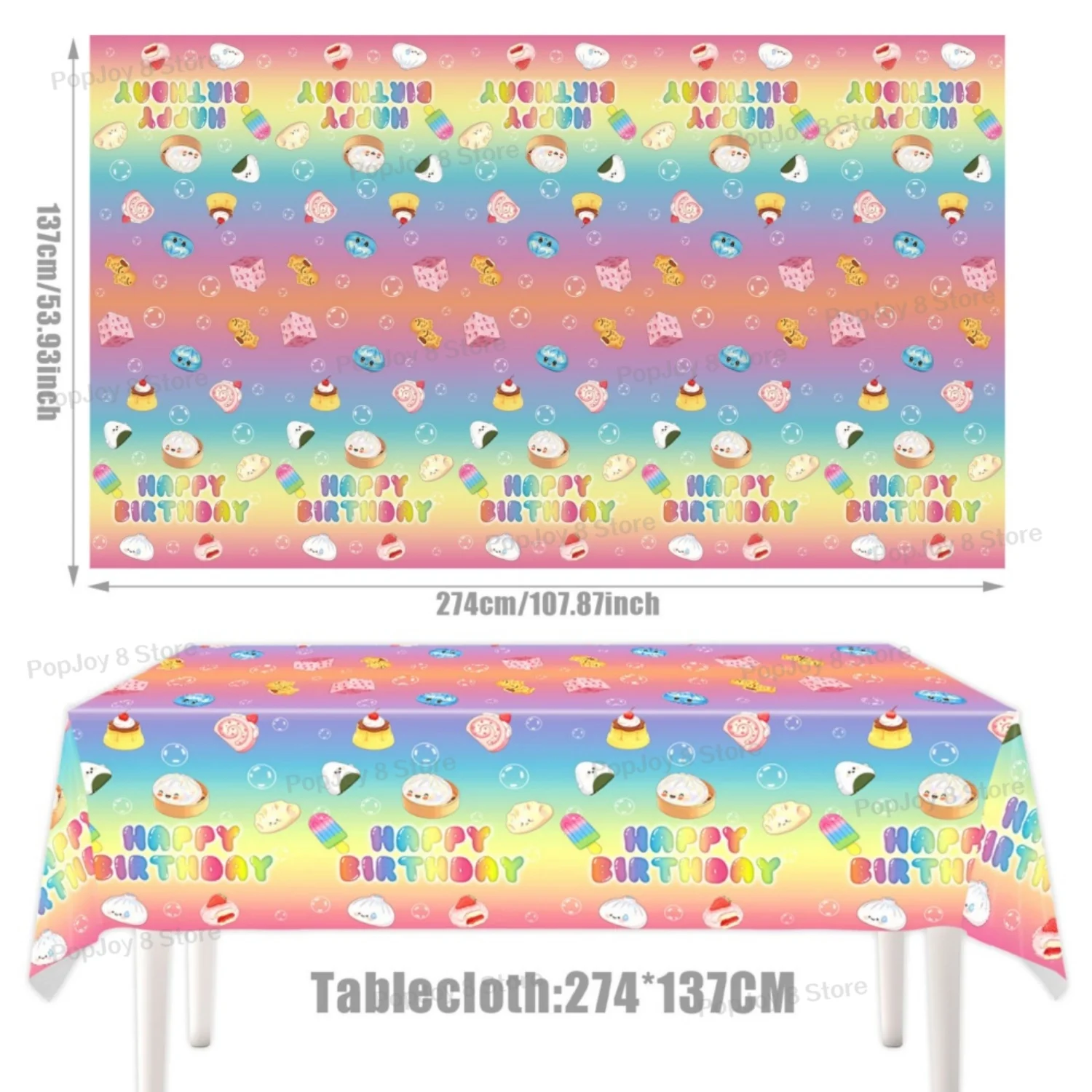137x274cm Disposable Squishy Dumpling Tablecloth Birthday Party Christmas Table Cover Baby Shower Rectangle Desk Cloth Decor view 2
