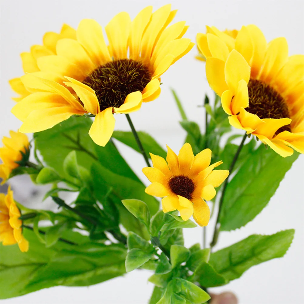 

2pcs Artificial Sunflower 7 Heads Cloth Flower For Home Wedding Party Decor Simulation Arrangement Supplies Yellow