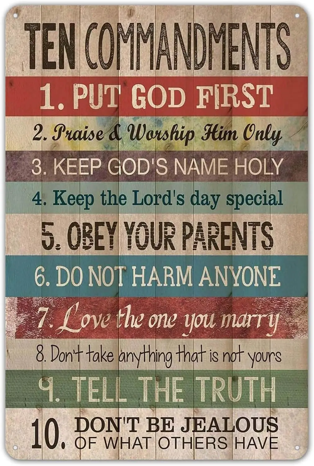 Funny Sign Ten Commandments Vintage Metal Tin Sign Wall Sign Plaque Poster for Home Bathroom and Cafe Bar Pub, Wall Decor 8 s