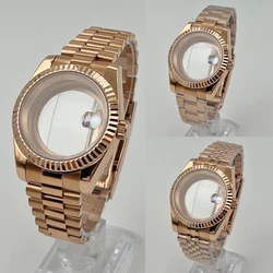 39mm rose gold case, NH35 case set, sapphire, suitable for NH35 NH36 movement, high-quality electroplated stainless steel