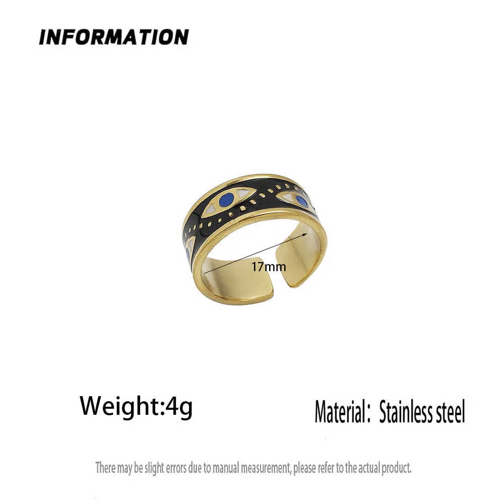 New Eye of Wisdom enamel stainless steel ring, waterproof and non-fading gold-plated ring, jewelry for couples, gift for wife