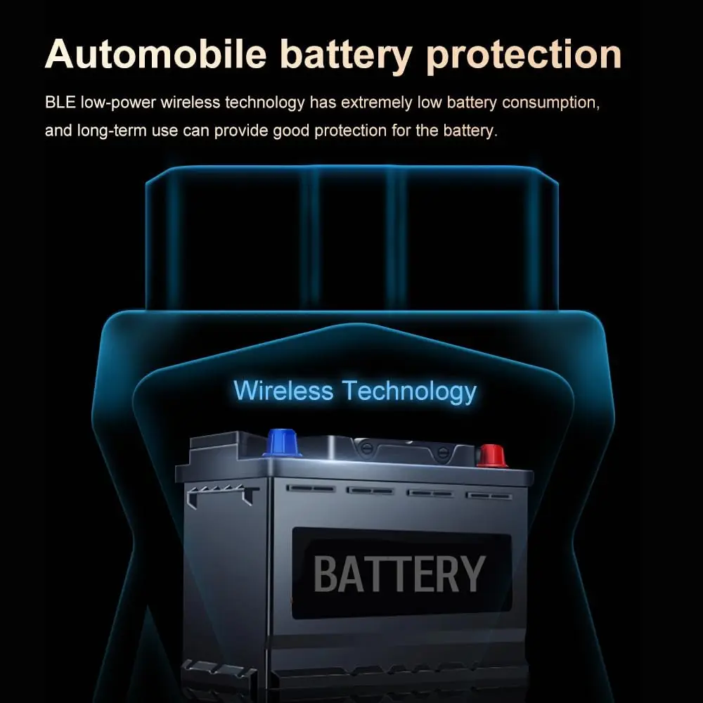 OBD2 Scanner Bluetooth Wireless Car Diagnostic Tool for iPhone & Android - Reset Fault Codes, EOBd Reader