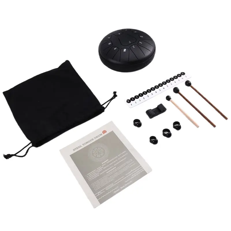 

Y49A-Steel Tongue Drum 6 Inch 11 Notes D Tone Glucophone Ethereal Drum Music Percussion Instrument