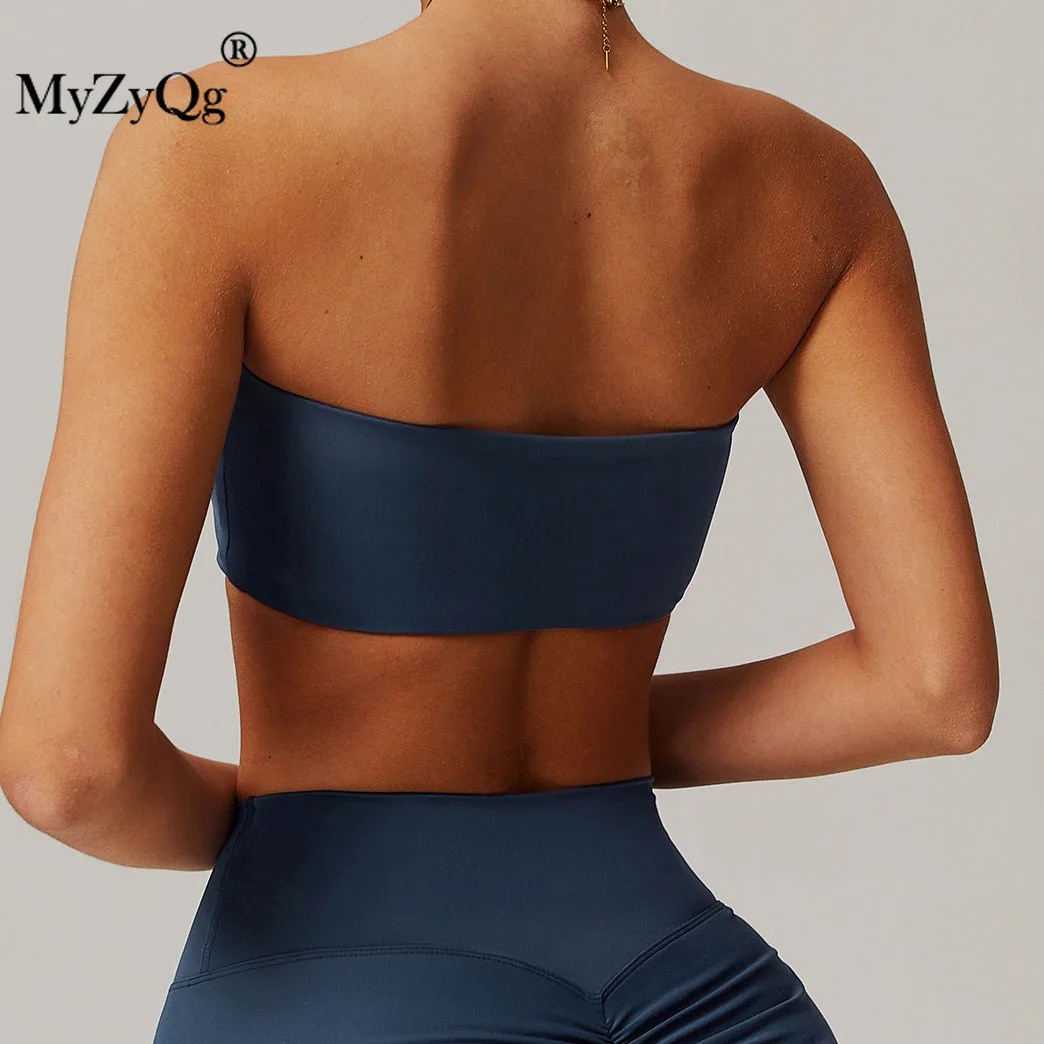 MyZyQg Women Yoga Bra All-in-one Nude Sports Underwear Anti-slip Wipe Chest Inside Take Legging-bottom Fitness Vest Top Tight