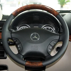 Leather peach wood hand sewn steering wheel cover For Mercedes Benz V-Class 260L Vito  Viano Sprinter  car accessories