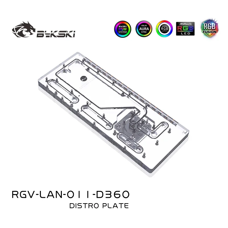 BYKSKI Distro Plate Acrylic Waterway Board Solution for LIAN LI O11 Dynamic Case for CPU/GPU Block DDC Pump RGV-LAN-O11-D360