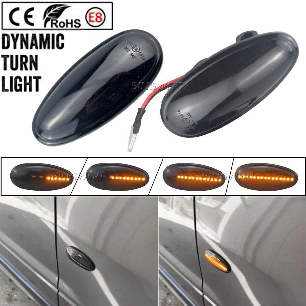 2PCS LED Dynamic Side Marker Lights Arrow Turn Signal Lamps For Mitsubishi Pajero Sport K9 Galant Outlander Lancer Freeca I-Miev