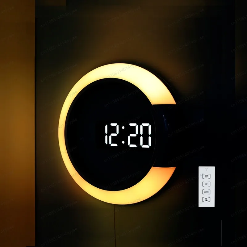 3D LED Mirror Digital Alarm Clock, 7-Color Night Light with Customizable Display - Modern Home Decor for Living Room