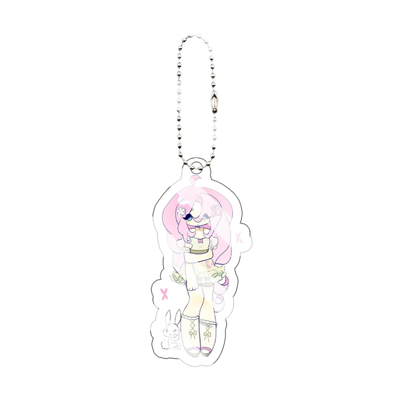 Fluttershy Acryl-Schlüsselanhänger Niedlicher Anime-Cartoon-Charakter Anhänger für Rucksack Schlüsselring Taschendekoration Geschenk – Detail 6