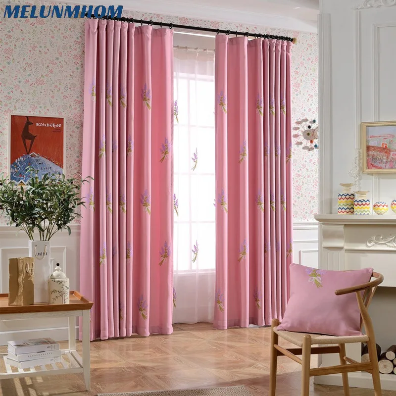 Pastoral Window Curtains for Kids Bedroom Children Embroidered Provence Sheer Curtains for Living Room Curtains for Kitchen