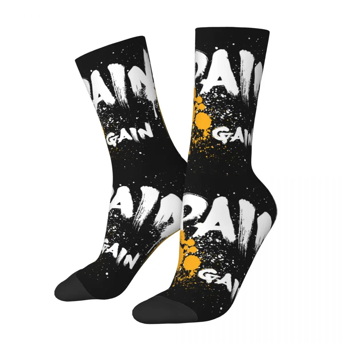 Vintage Graffiti With Overspray Crazy Men's Socks Unisex No Pain No Gain Harajuku Pattern Printed Funny Crew Sock Boys Gift