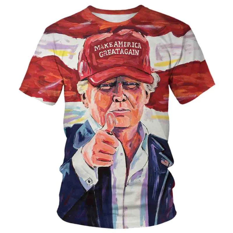 3d Print Donald Trump T-Shirt Men 2024 Presidential Support Graphic Short Sleeved Loose T Shirt Street Round Neck Tops Tees