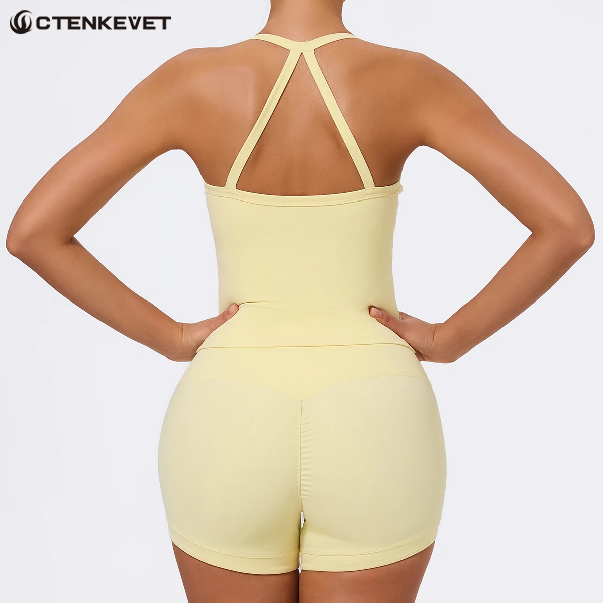

Ctenkevet New 2Pcs Women Gym Yoga Wear Halter Style Sports Vest Suits Female Running Fitness Legging Set Sport Outfit For Woman