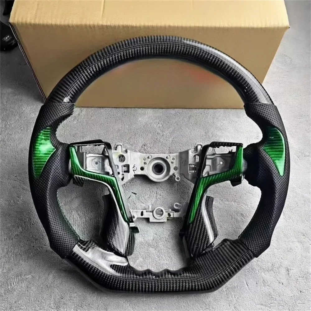 High qualitySports Leather Steering Wheel for   14th Gen Crown  Carbon Fiber Steering Wheel Car Accessories Green Modified