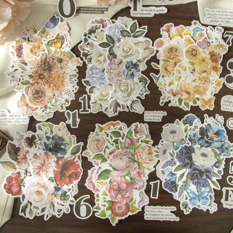 20 Sheets 6 Piece Giant Floral Sticker Set Bloom Notes Series Bold Blooms Calligraphy for Scrapbooks