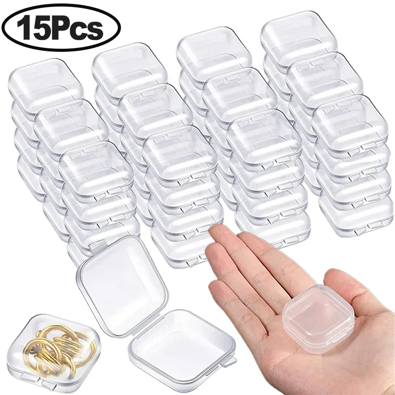 Mini Transparent Jewelry Boxes Ring Necklace Loss Proof Portable Storage Boxes Earplug Small Items Plastic Package Organizer