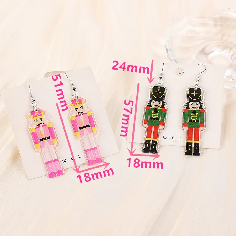 قرط متدلي أكريليك لعيد الميلاد للنساء ، مجوهرات ملك الموضة للفتيات ، هدية عيد ميلاد ، عطلة ، زوج واحد