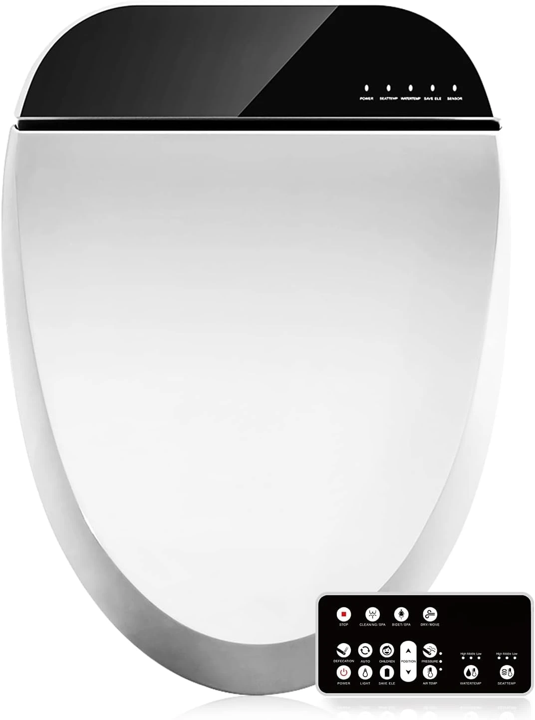 Electric Bidet Smart Toilet Seat,Endless Warm Water, Rear and Front Wash, LED Light, Quiet Operation