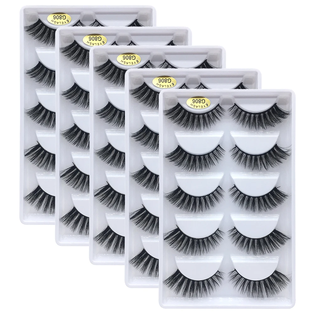 25 pairs 3D Mink Eyelashes wholesale Handmade Natural False Eyelashes Wispy Fluffy Long mink Lashes Makeup Eyelashes cilios g801