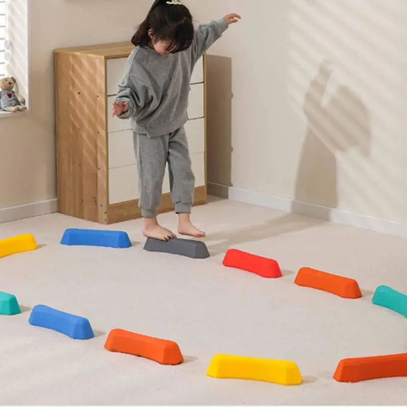 Stepping Stones For Kids Rainbow Non-slip Textured Sensory Stepping Stones For Kids 6PCS Portable Obstacle Course Indoor Outdoor