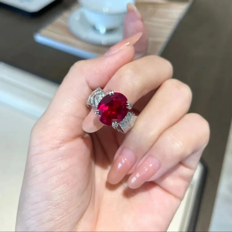 Luxury-Style Cupid's Arrow Ruby 925 Sterling Silver Ring - Elegant and Fashionable Women's Jewelry Accessory