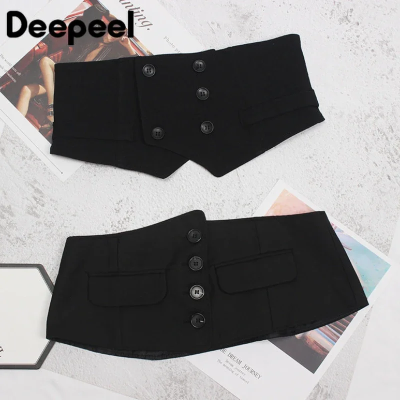 Deepeel 70cm Fashion Women's Elastic Wide Belt Black Retro Waistband Shirt Dress Luxury Female Decorative Corset Suit Cummerbund