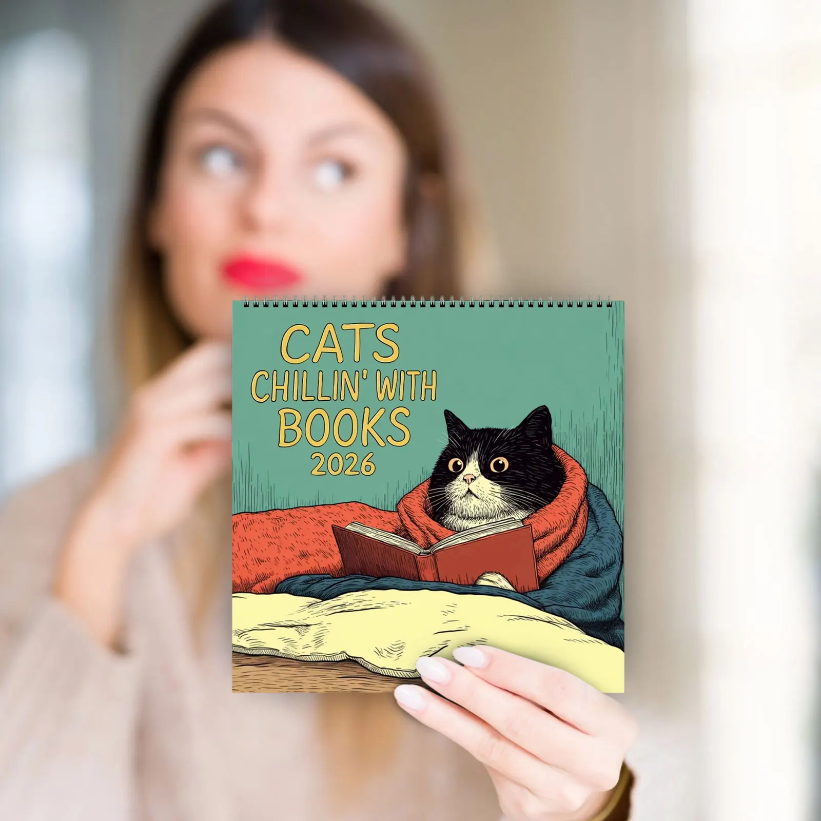 벽걸이 달력 고양이 디자인 가족 일정표 12개월 플래너 오거나이저 거실 장식 침실용 2026